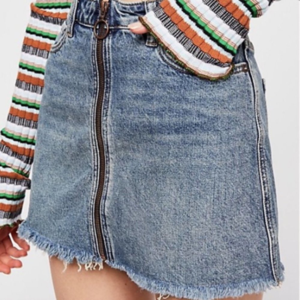Free People "We the Free" Denim Zip It Up Skirt